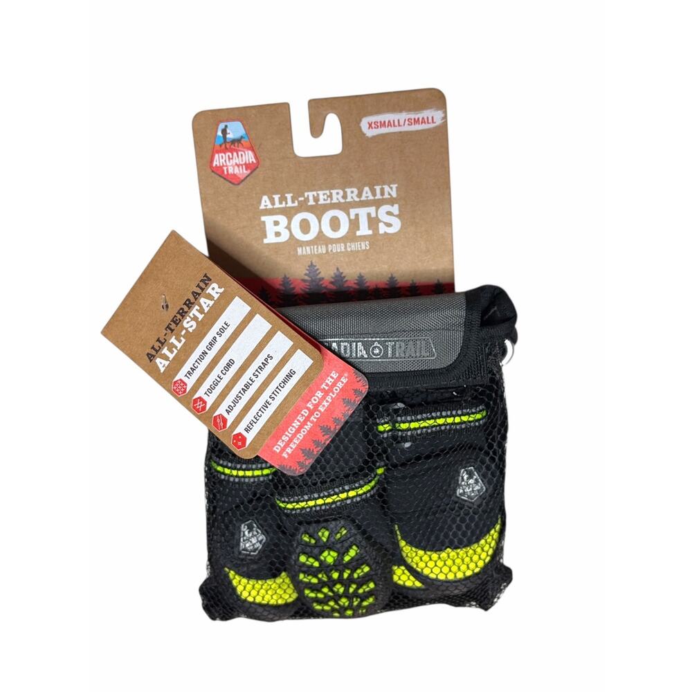 Arcadia Trail All-Terrain Dog Boots - Black & Neon Yellow, X-Small